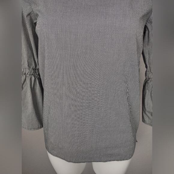 J. Crew Factory Micro Gingham Plaid Bow Sleeve Top Size XS - Picture 9 of 13